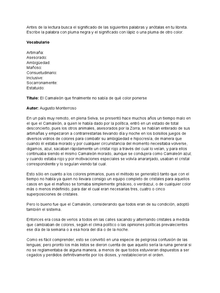 El Camaleón Que Finalmente No Sabía de Qué Color Ponerse | PDF | Color