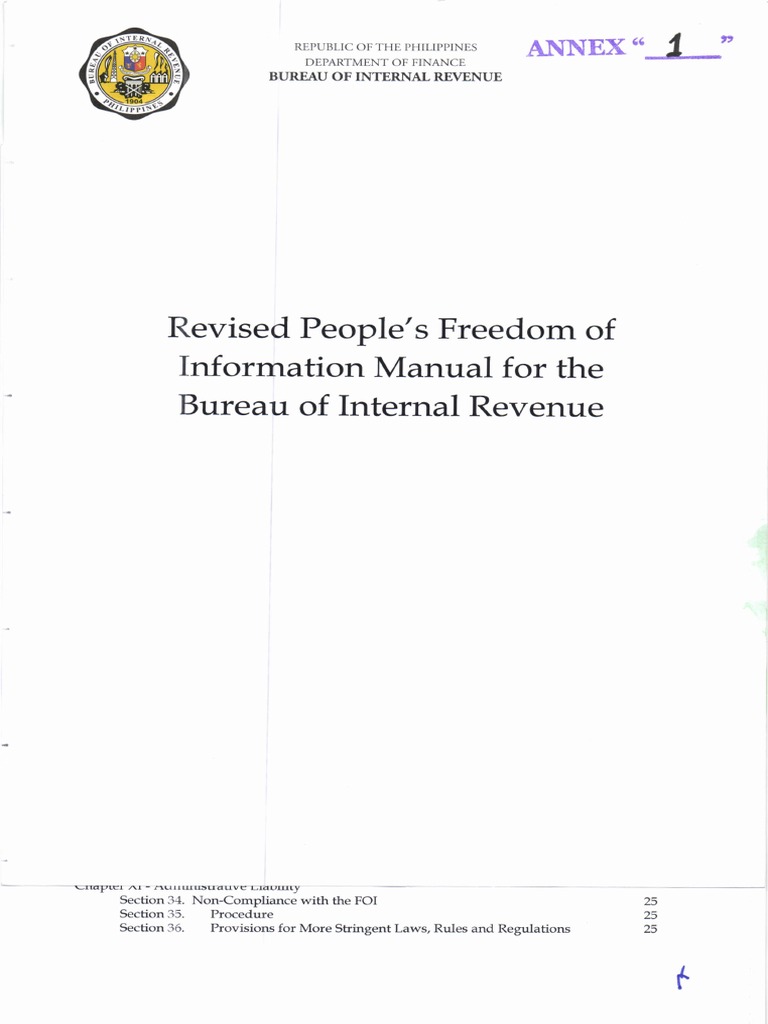 Revised FOI Manual for BIR | PDF | Freedom Of Information Act (United ...