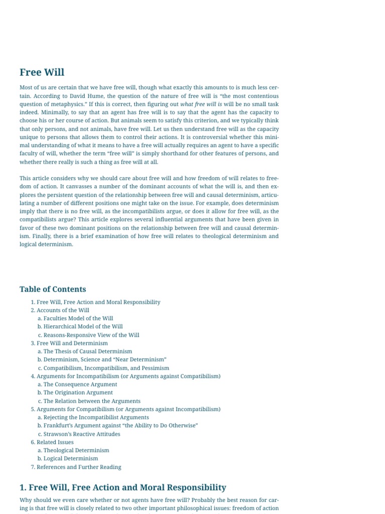Free Will - Internet Encyclopedia of Philosophy | PDF | Free Will ...