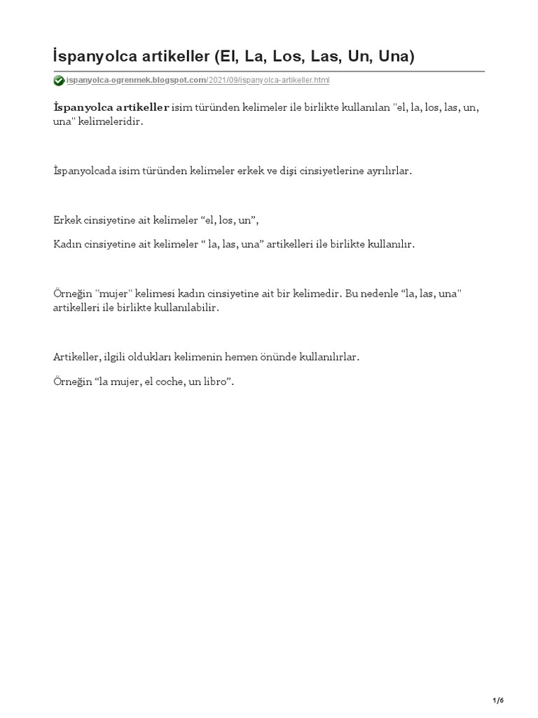 EL OR LA AN INTRODUCTION TO SPANISH ARTICLES visual data 2