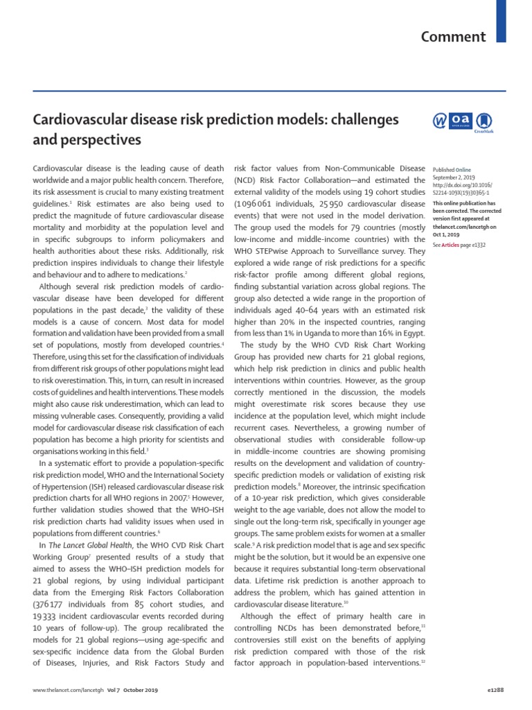 Cardiovascular Disease Risk Models Overview | PDF | Cardiovascular ...