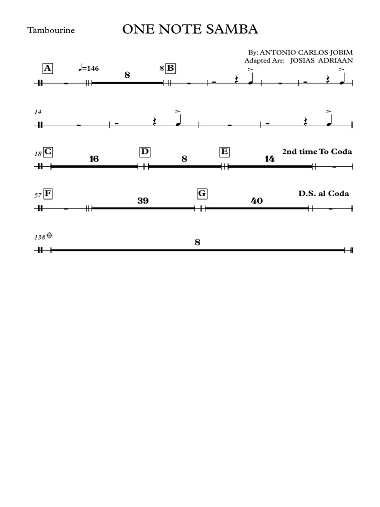ONE NOTE SAMBA - LAST - 3 - 5 - Tambourine | PDF