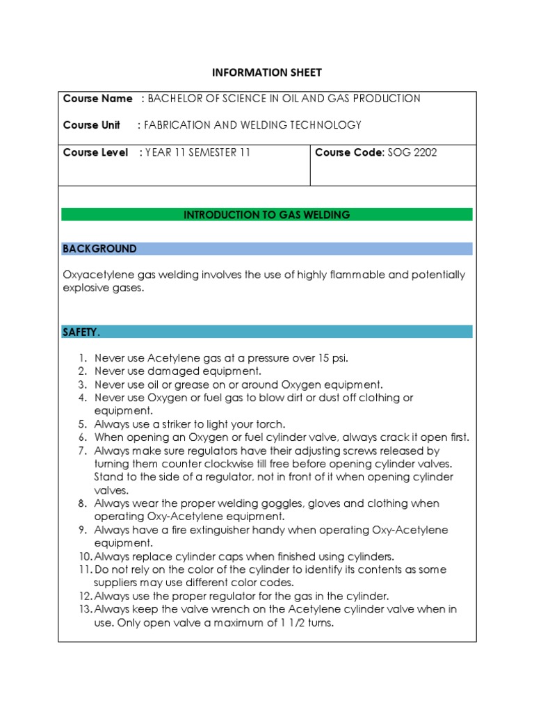 Intro To Gas Welding PDF Welding Construction