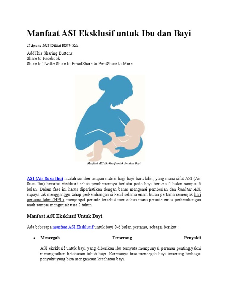1 Manfaat Asi Eksklusif Untuk Ibu Dan Bayi Pdf