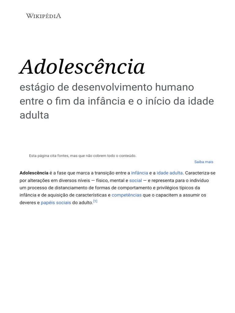 Definição e Fases da Adolescência | PDF | Adolescência | Ciências ...