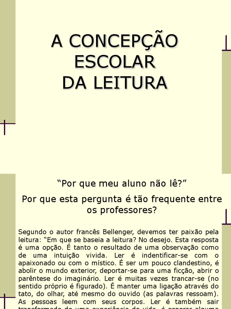 A Concepçao Escolar Da Leitura PDF | PDF | Gramática | Linguística