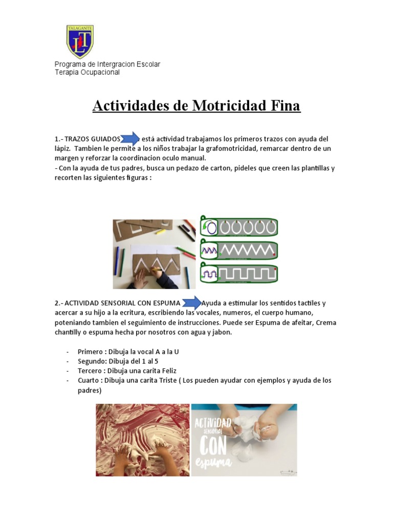 Actividades de Motricidad Fina | PDF