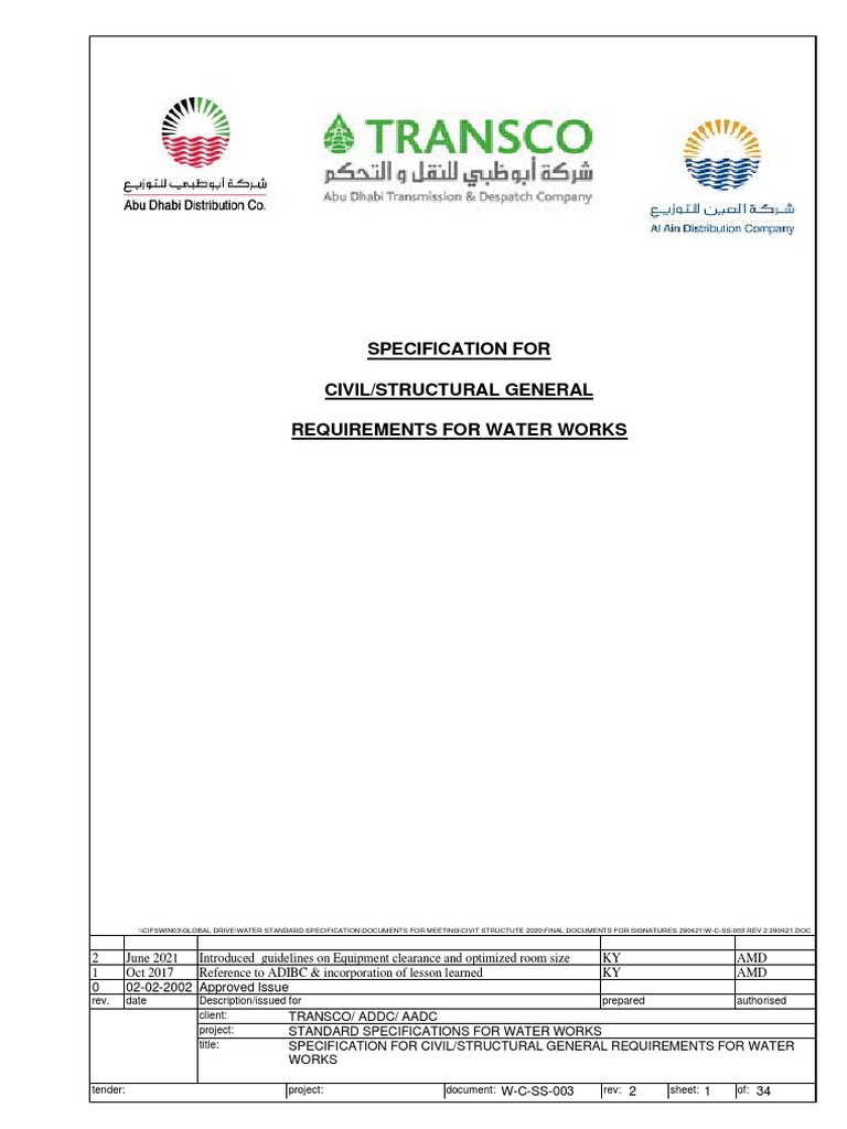 Water Works Civil/Structural Specs | PDF