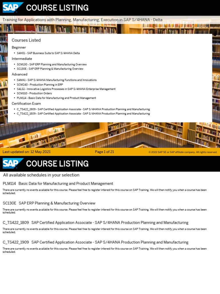 PP Course List PDF Educational Technology Supply Chain Management