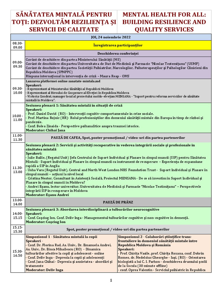 Program - Conferință USMF | PDF