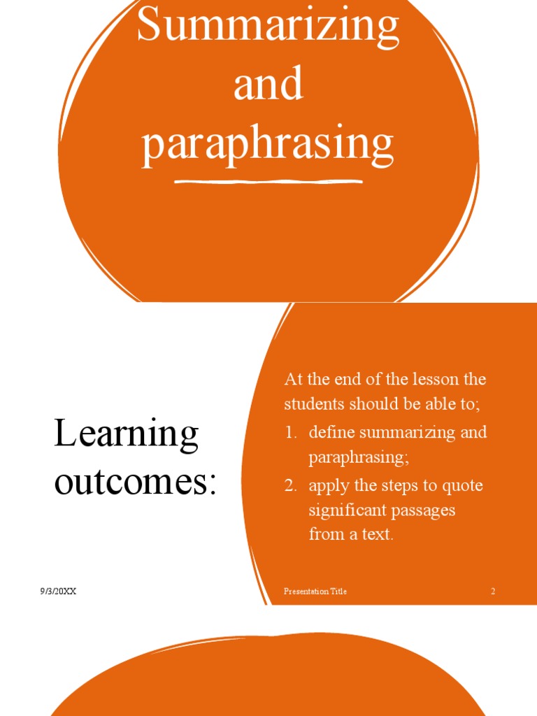 Lesson+11 +Summarizing+and+Paraphrasing | PDF