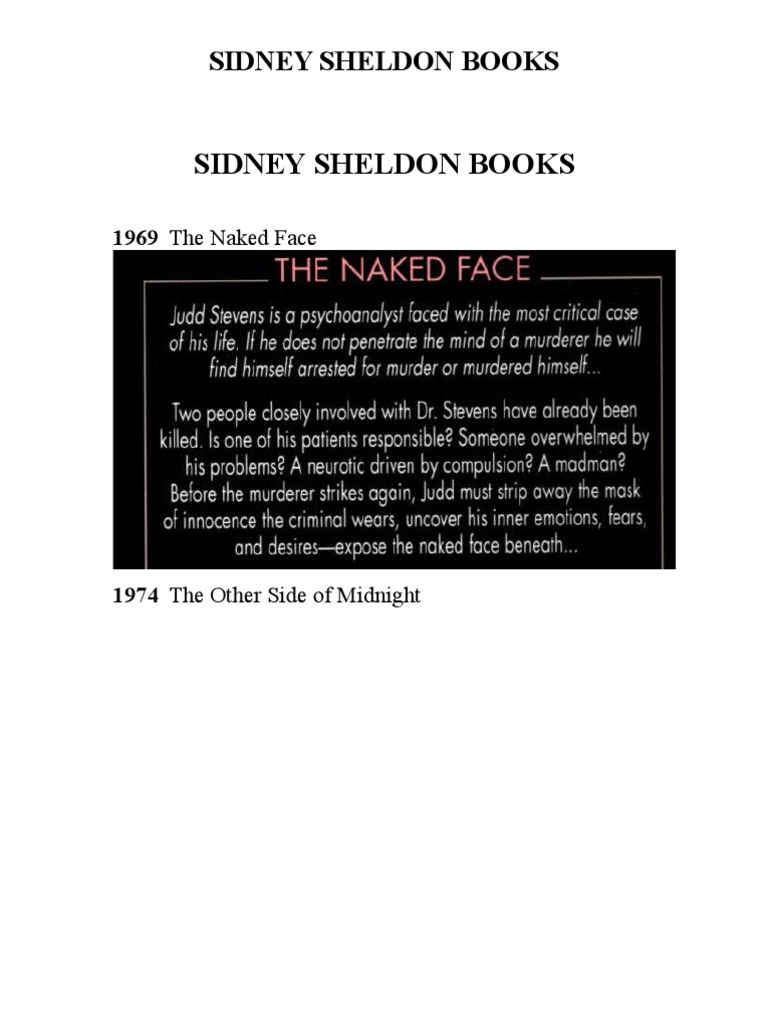Sidney Sheldon Book List and Overview | PDF | Mystery, Thriller & Crime ...