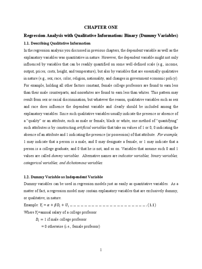 Dummy Variables in Regression Analysis | PDF | Dummy Variable ...