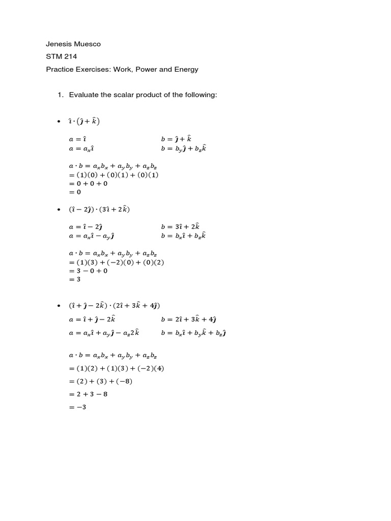 Work, Power, and Energy Exercises | PDF | Quantity | Nature