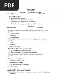 Sample Paper Class: Ix Subject: Social Science (Code: 087)