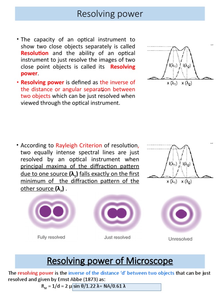 L12 Resolving Power of Microscope | PDF | Angular Resolution | Natural ...