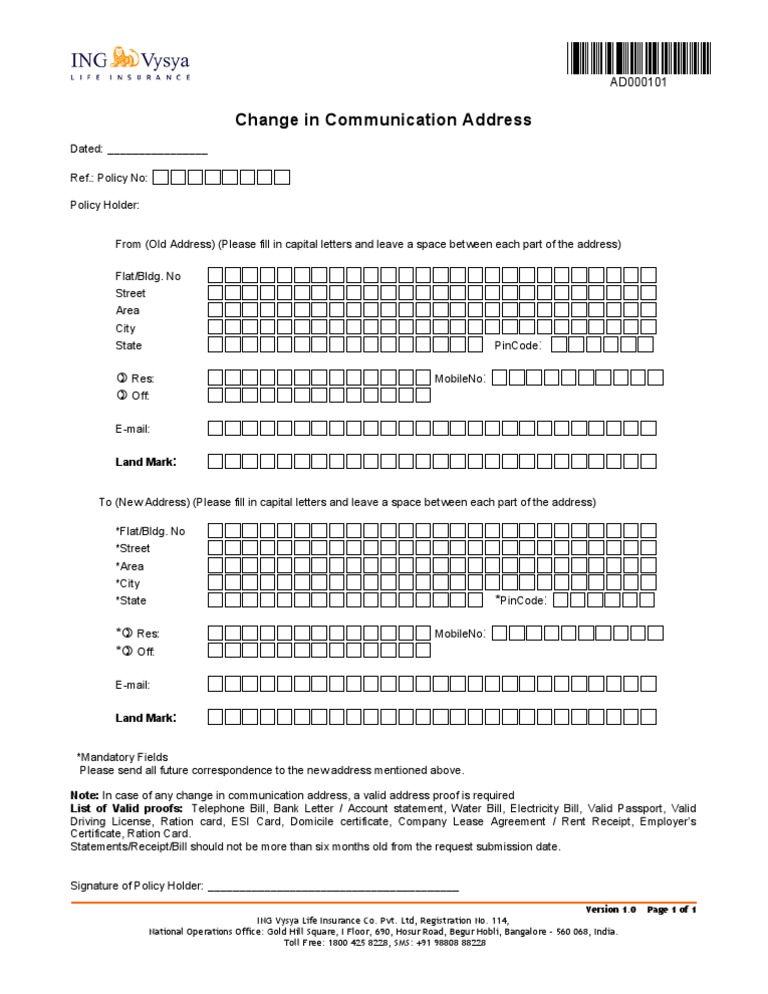 Change of Communication Address Form | PDF | Law
