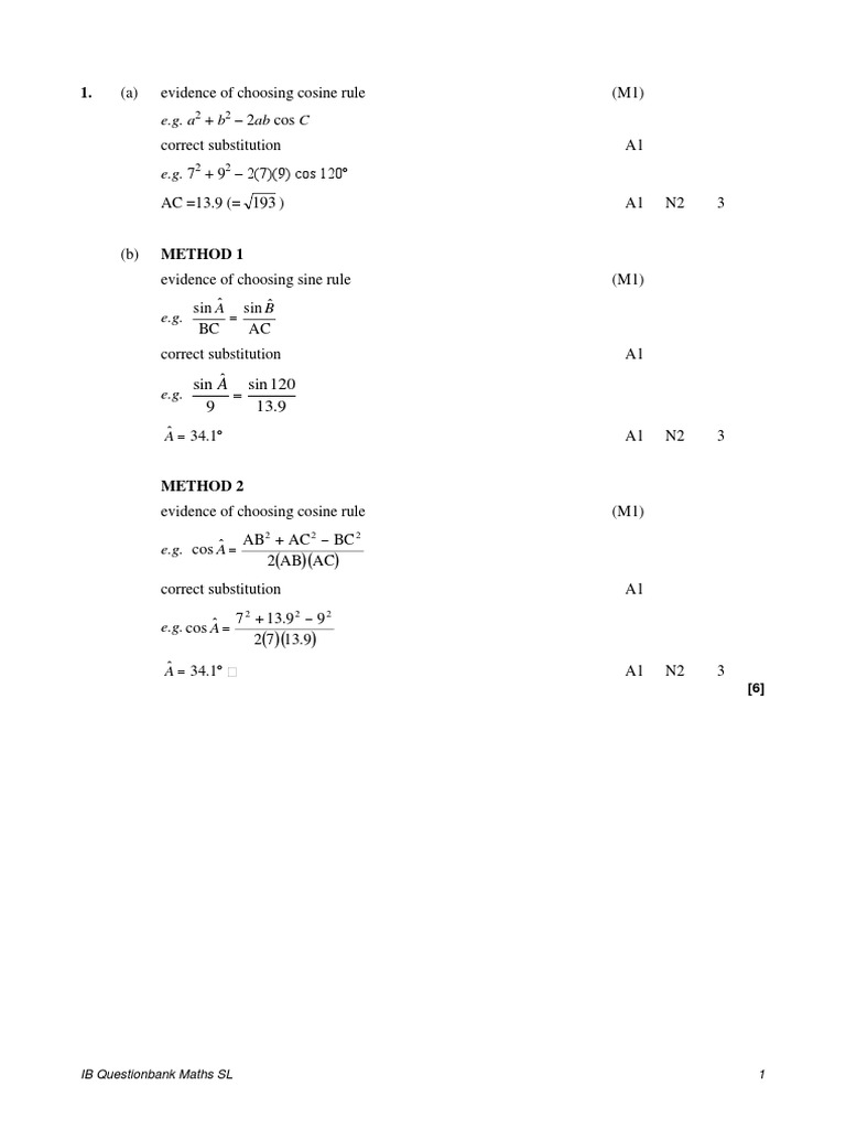 The Sine and Cosine Rule Answers | PDF