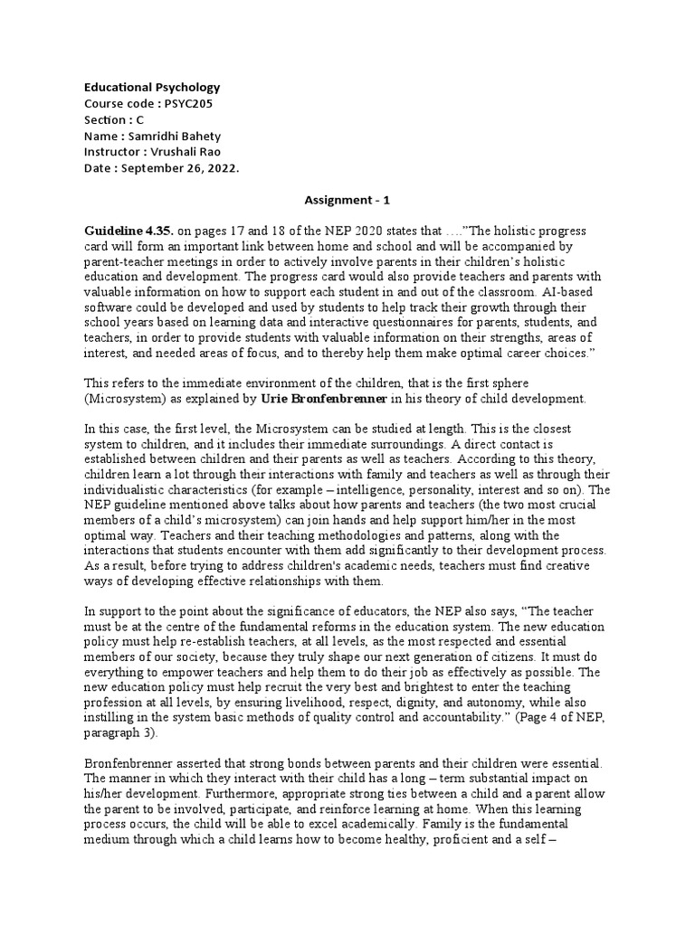 Educational Psych Assignment | PDF | Curriculum | Teachers