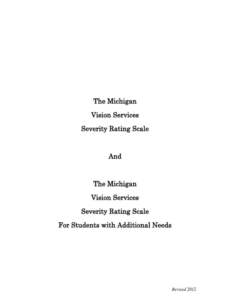Michigan Vision Services Severity Scale | PDF | Visual Impairment ...
