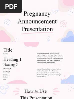 Pink and Blue Cute Pastel Doodle Floral Pregnancy Announcement Presentation