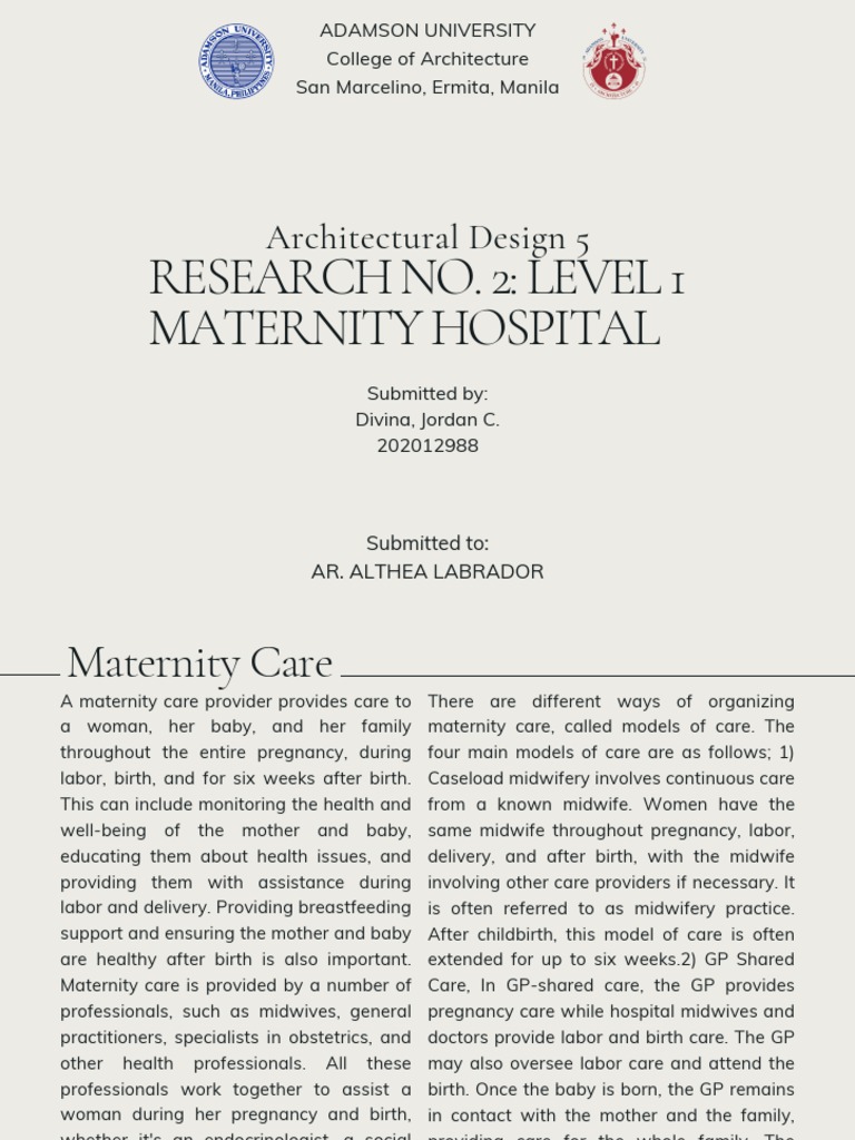 Research About Maternity Hospital Level 1 Pdf Midwife Midwifery
