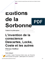 Traduire les philosophes - L’invention de la conscience Descartes, Locke, Coste et les autres - Éditions de la Sorbonne