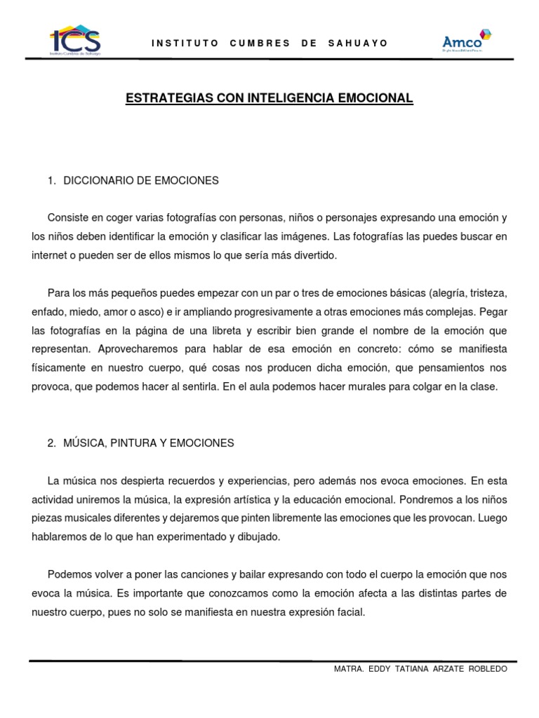 Estrategias de Educación Emocional Infantil | PDF | Las emociones ...