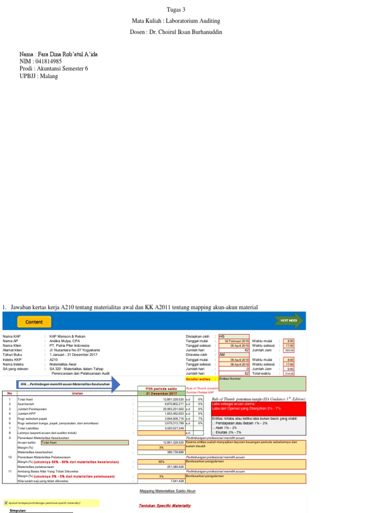 Tugas 3 Lab Audit Fara Dina R A 041814985 Pdf
