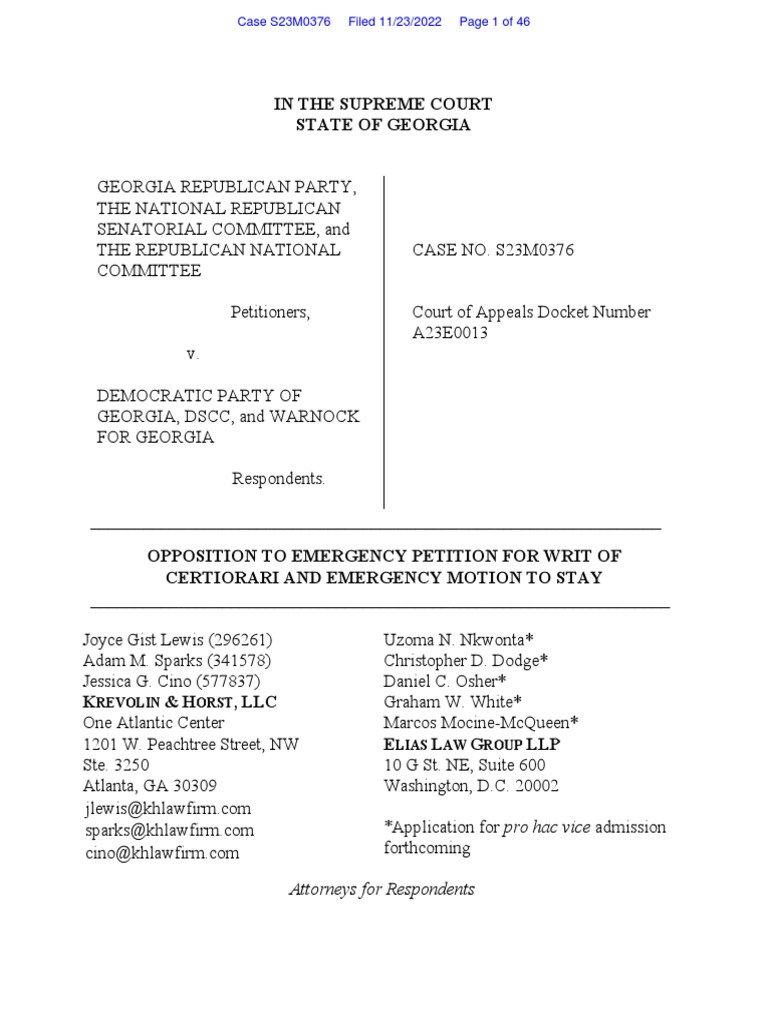 Democratic Response To Motion | PDF | Certiorari | Appeal