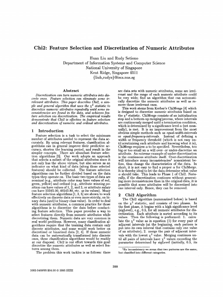 Chi2 Algorithm for Feature Selection | PDF | Statistical Classification ...