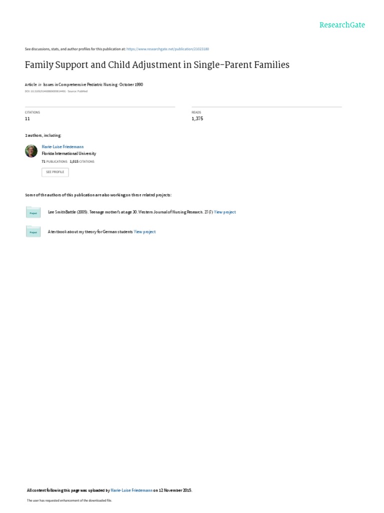 Family Support in Single-Parent Homes | PDF
