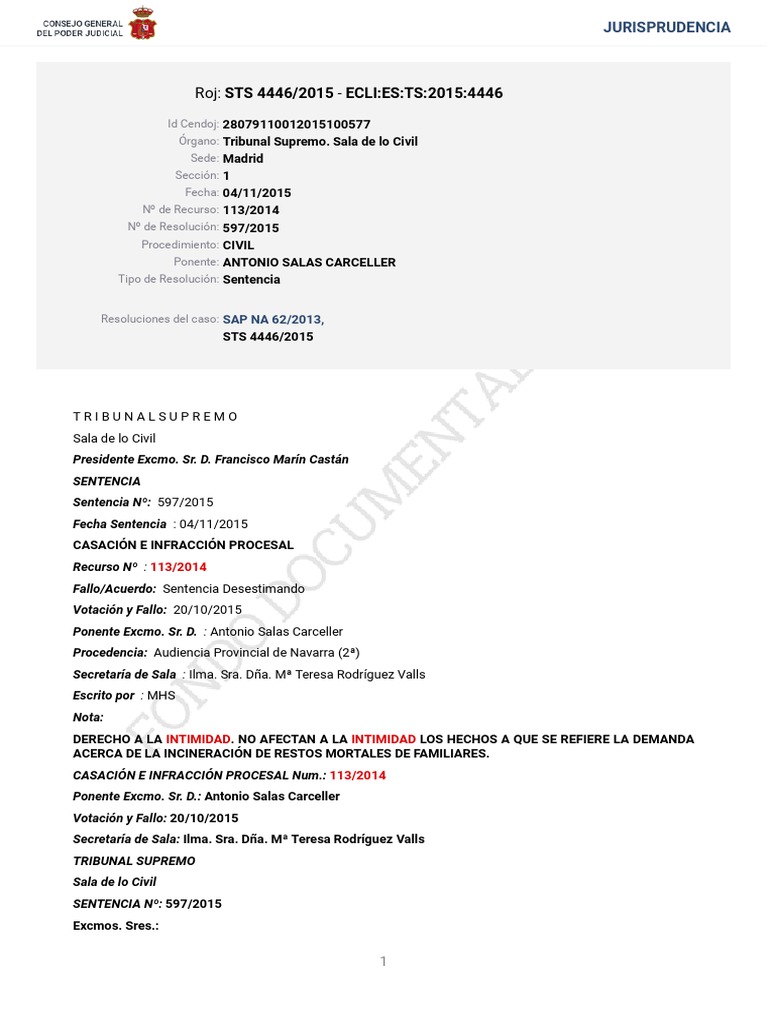 STS 4446 2015 | PDF | Sentencia (ley) | Caso de ley