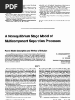 A Non Equilibrium Stage Model of Multi Component Separation Process