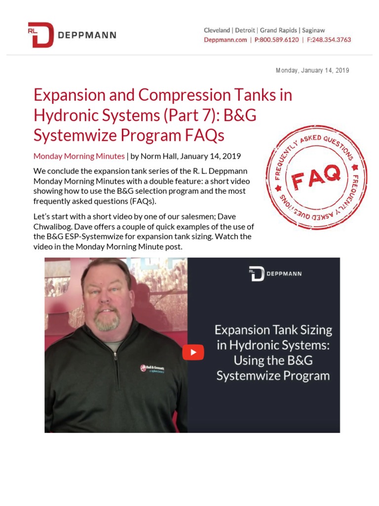 RLD MMM Expansion Compression Tanks Hydronic Systems BG Systemwize