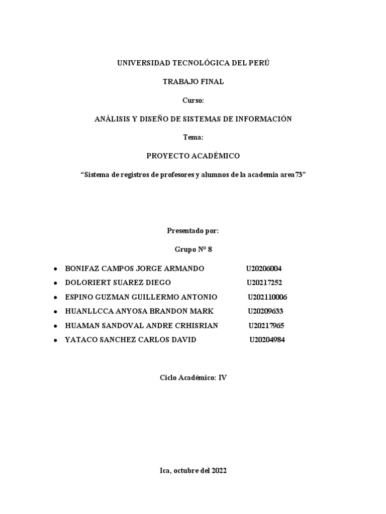 Sistema de Registro Académico Area73 | PDF | Bases de datos | Software