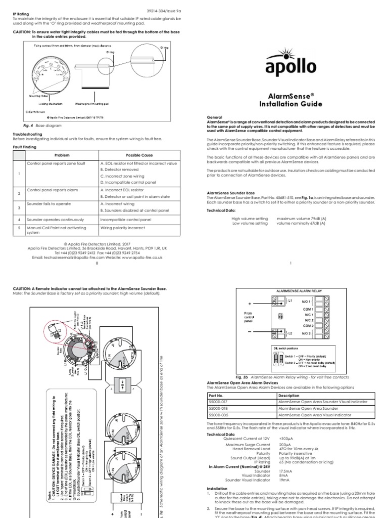 AlarmSense Installation Guide PDF Relay Electrical Wiring