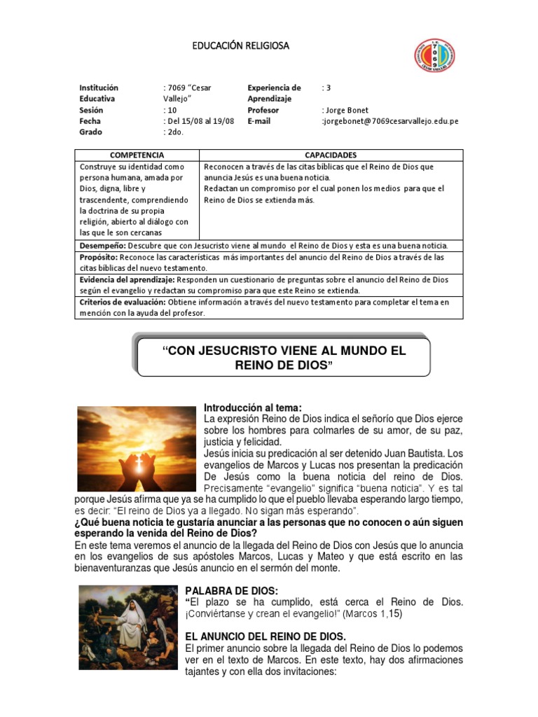 Con Jesus Viene Al Mundo El Reino de Dios | PDF | Jesús | Reinado y ...