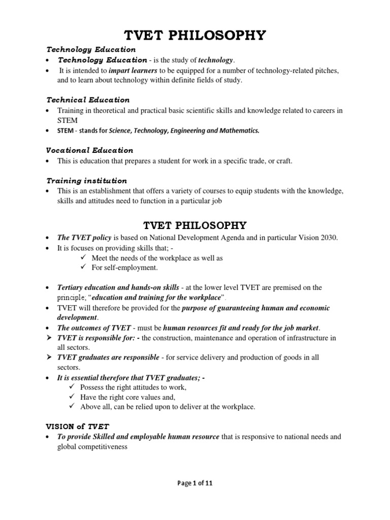TVET Policy and Philosophy in Kenya | PDF | Vocational Education ...