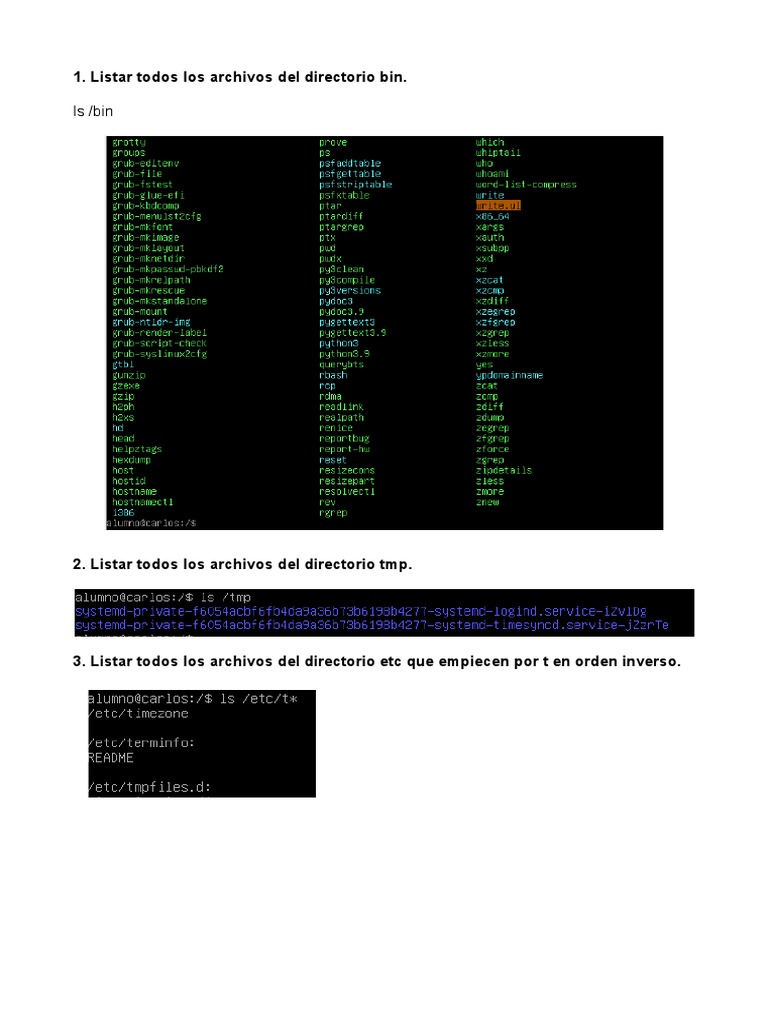 Comandos para gestionar directorios en Linux | PDF | Archivo de ...