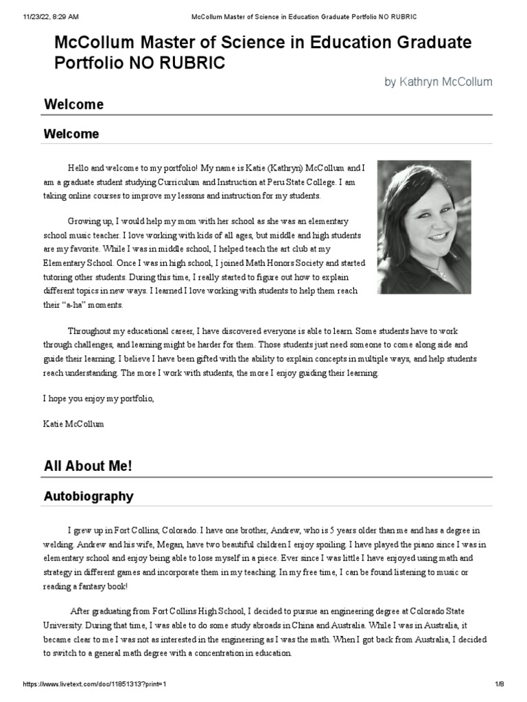 Kathryn McCollum's Education Portfolio | PDF | Teaching Method | Teachers