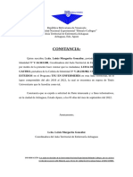 Constancia de estudios de Enfermería en Aula Territorial de Achaguas