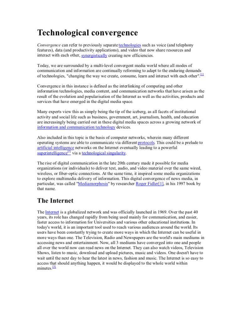 WHAT IS TECHNOLOGICAL CONVERGENCE intelligence overview