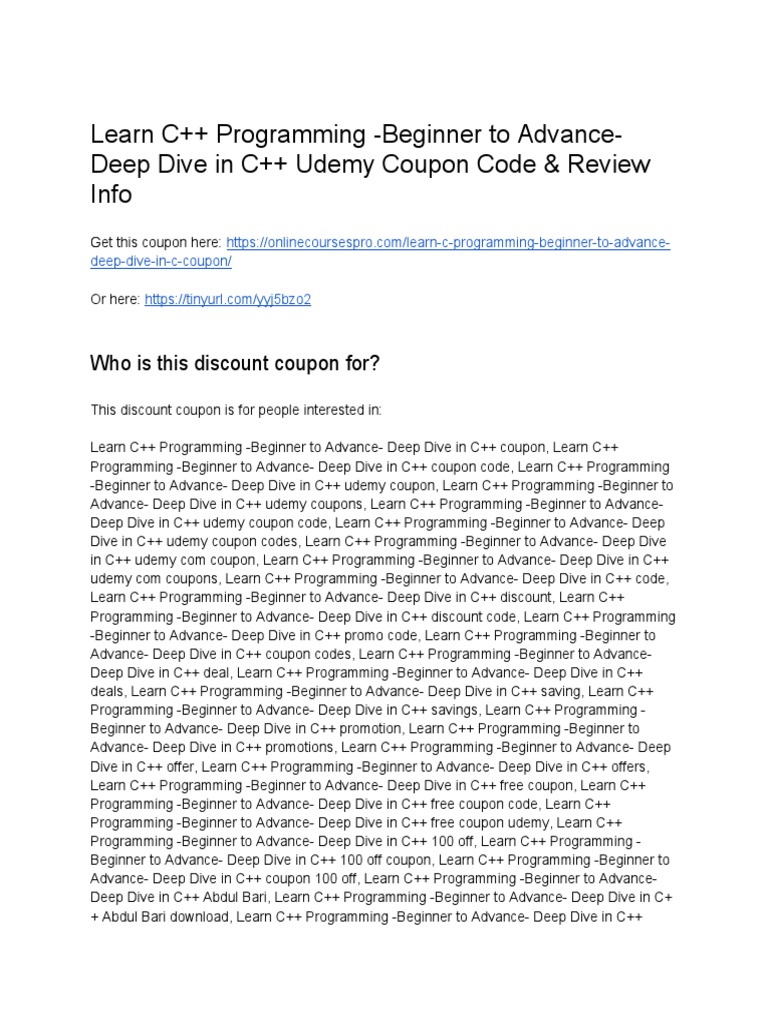 C++ Programming Course Coupon & Review | PDF | Marketing