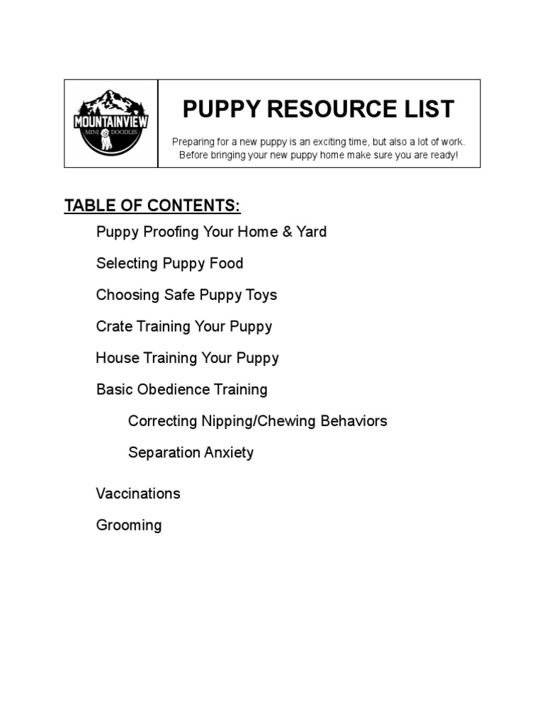Puppy Resource List | PDF