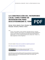 La Construcción Del Patrimonio Local Como Forma de Intervención P