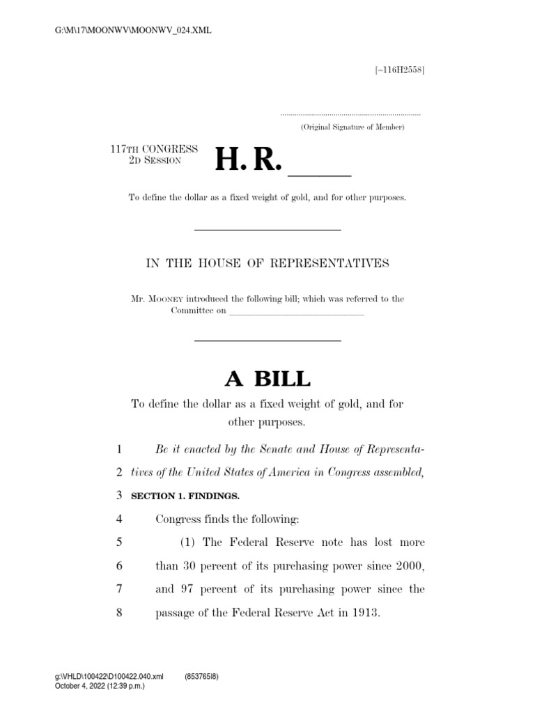 HR 9157 Gold Standard Restoration Act Alex Mooney PDF