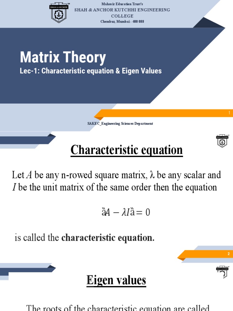 Lec-1 Matrix Theory | PDF