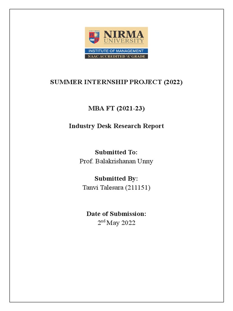 Industry Desk Research Report PDF Business Financial Services