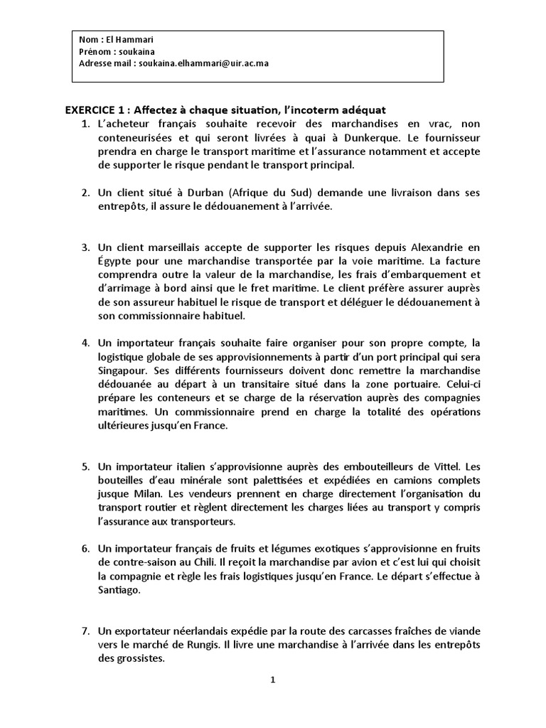 Incoterms : Guide Pratique et Exemples | PDF | Secteurs du service ...